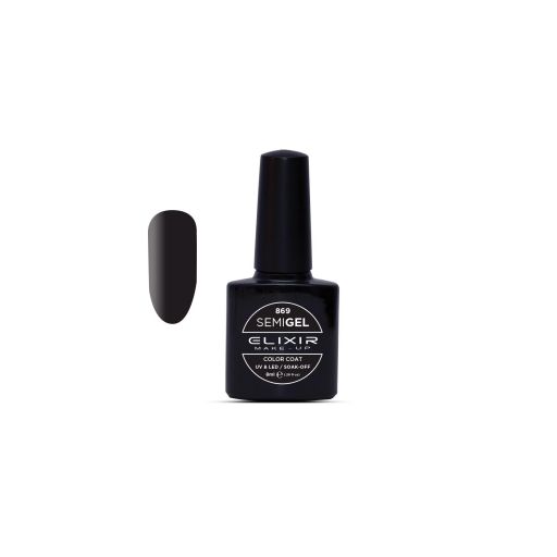Semigel (Ημιμόνιμο βερνίκι) - #869 (Black Lust) 8ml - Elixir Make-up |  Ημιμόνιμα βερνίκια στο Make Up Art