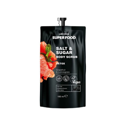 Salt sugar body scrub Detox Grapefruit Lemongrass, Απολεπιστικό σώματος με αλάτι, ζάχαρη, γκέιπφρουτ και λέμονγκρας για αποτοξίνωση 100 ml - Cafe Mimi |  Σώμα στο Make Up Art